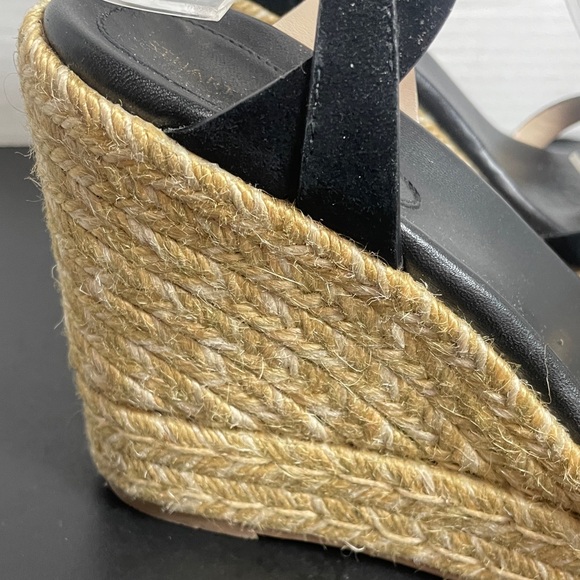 Stuart Weitzman Women’s Wedge Sandals 7.5B Black Suede Espadrille Wedge Summer - Picture 3 of 14